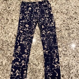 Lularoe kids leggings halloween blue skeletons L/X